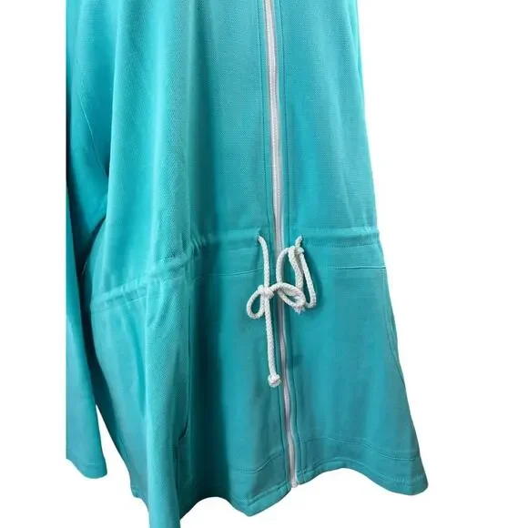 Belle by Kim Gravel Perfect Pique Haute Zip Anorak Aqua Blue Womens Plus Size 4X - Picture 7 of 14